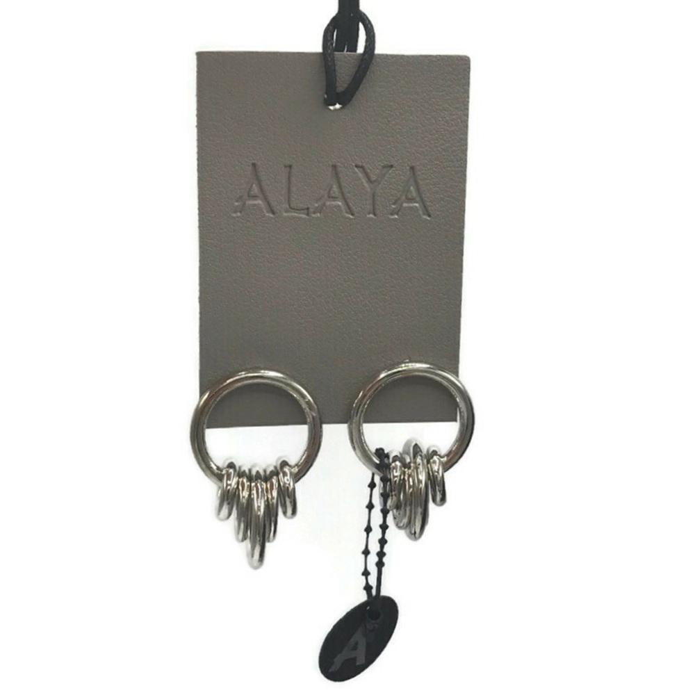 Alaya Silver Interlocking Rings Earrings NEW